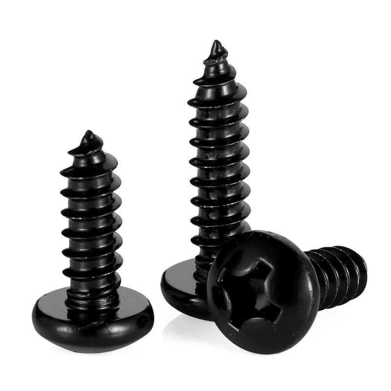 #6 x 3/8" Phillips Pan Head Self Tapping Screw, Pan Head Sheet Metal Screws Wood Screws, Black Oxide Stainless Steel 304 (18-8), 100 Pack #6×3/8"