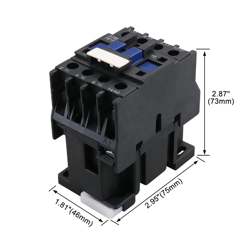 Baomain 3-Pole AC Contactor CJX2-0910 – 110VAC Coil, 3NO+1NO Auxiliary, 660V 3-Phase, DIN Rail Mount,for Motor Starters, Pumps, and Industrial Control Panels 1 AC 110V