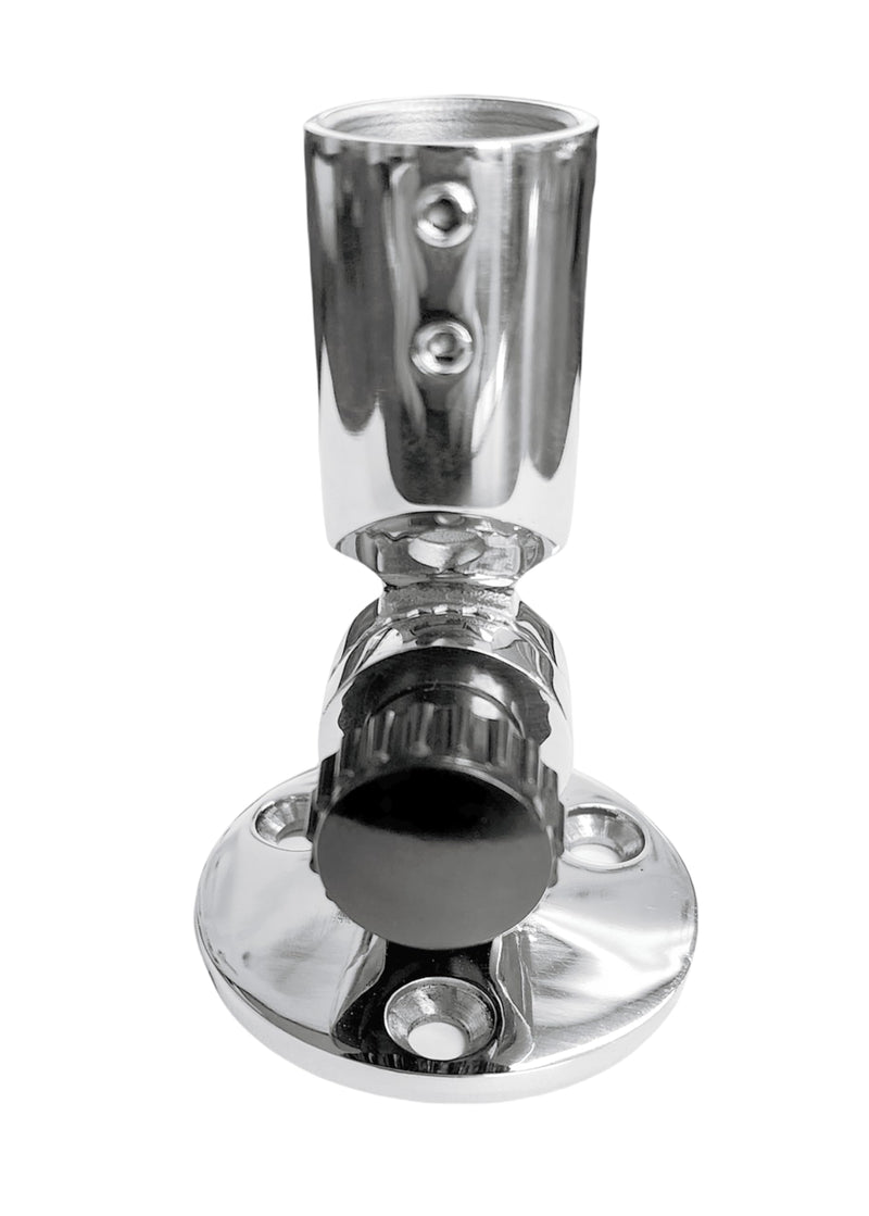 Marine Grade 316 Stainless Steel 180 Degree Adjustable Swivel VHF Antenna Mount with Ratchet Base and Screws (Round Base) Round Base