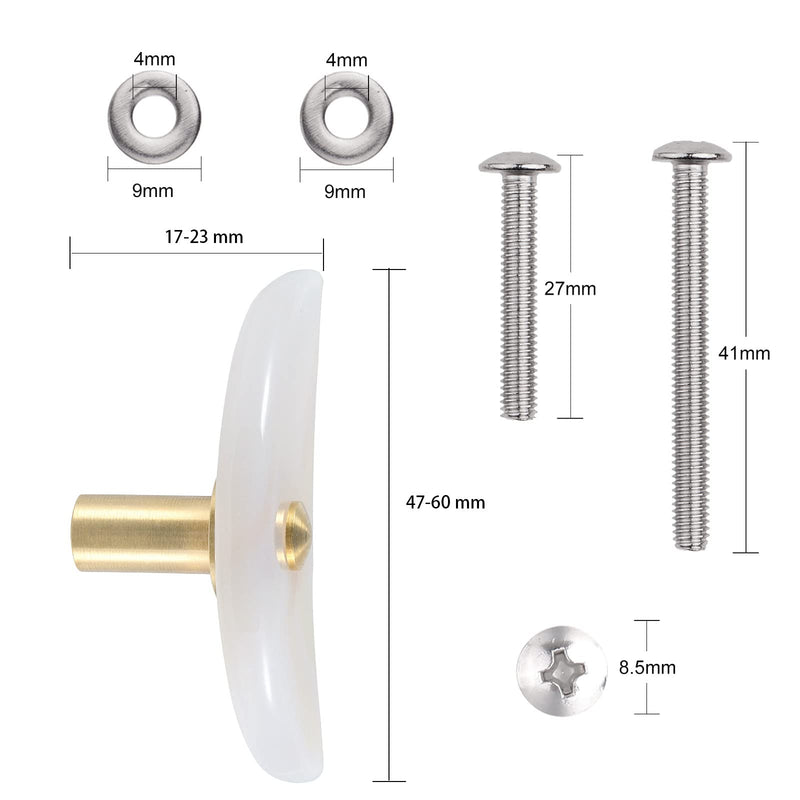 TUMBEELLUWA 4 Pcs Crescent Moon Agate Cabinet Knobs with Brushed Brass Base | Polished Finish, Stainless Steel Screws, Moon Knobs for Nightstand Cabinets Drawers, Boho Home Decor, Housewarming Gift