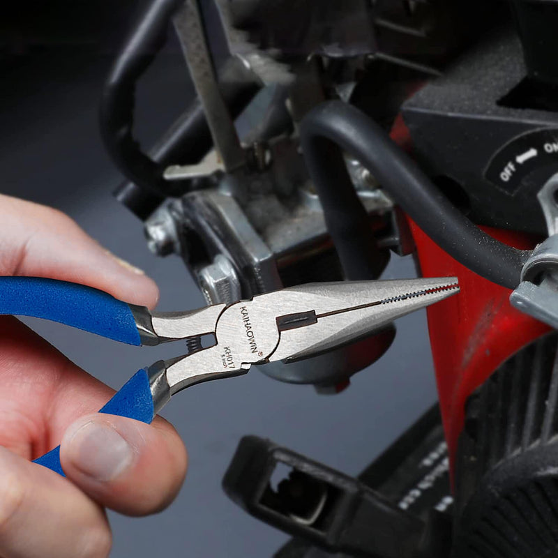 Mini Needle Nose Pliers 5"-5 Pack KAIHAOWIN Small Long Nose Pliers with Wire Cutters, Spring Loaded Thin Needle Nose Pliers, Precision Pliers Set for Crafts/Jewelry Making/Tiny Project