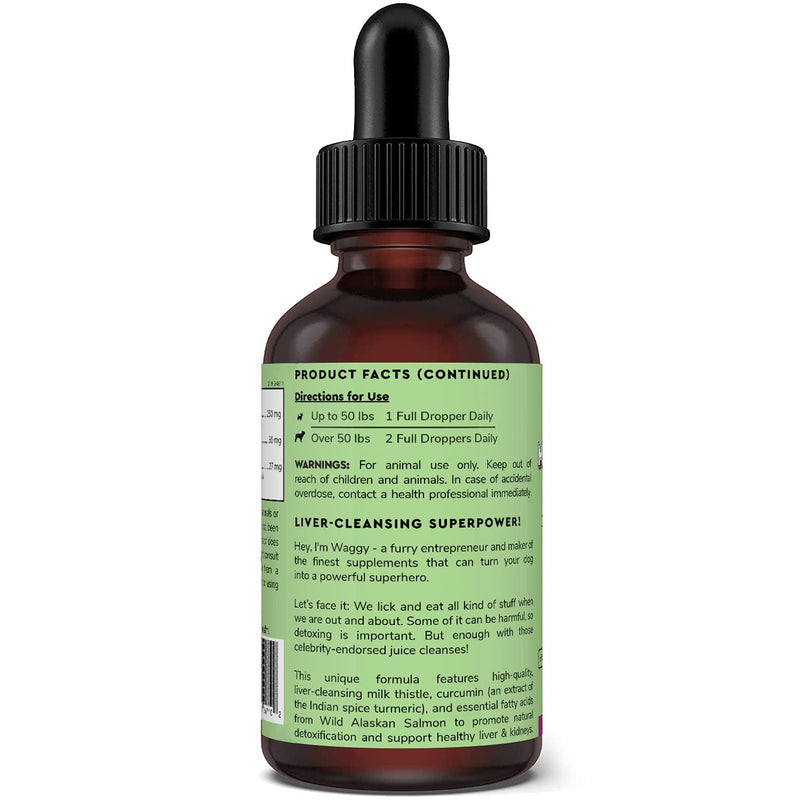WONDER PAWS Milk Thistle for Dogs, Liver Support for Dogs, Supports Kidney Function for Pets, Detox, Hepatic Support, with Wild Alaskan Salmon Oil & Curcumin, Omega 3 EPA & DHA - 2 oz Pet Supplement - PawsPlanet Australia