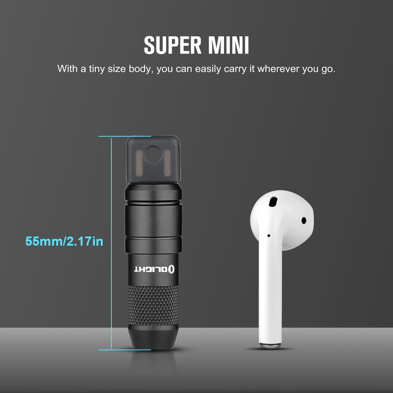 OLIGHT IMINI 2 EDC Rechargeable Keychain Flashlight, 50 Lumens Compact and Portable Mini LED Keyring Lights with Built-in Battery Ideal for Everyday Carry and Emergencies (Black) Black