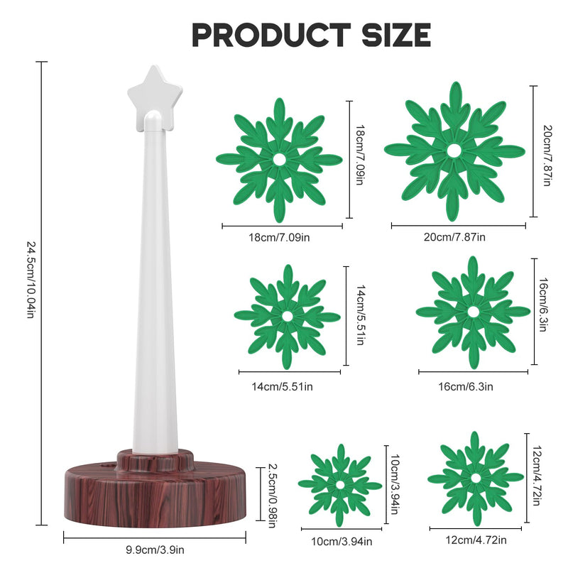 Christmas Silicone Tree Trivets with LED-6 Heat Resistant Pot Holders, Food Grade Silicone with Unfold Structure Pot Mat Non-Slip Suitable for Hot Pots, Pans, Dishes, Drinks (not Including Battery)