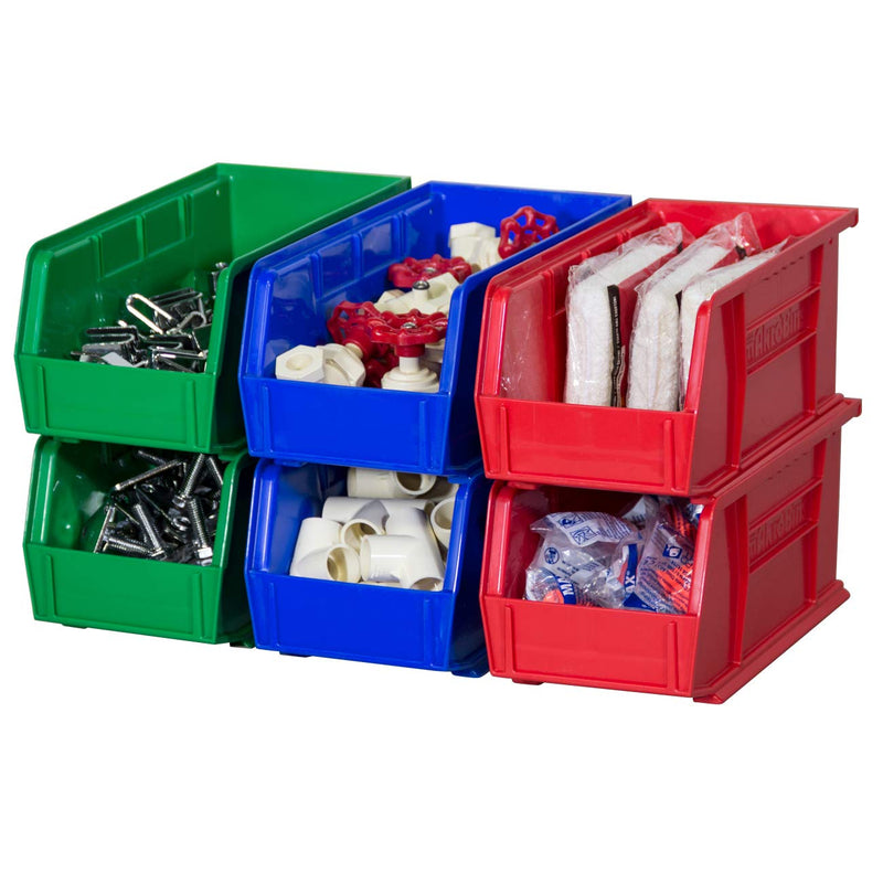 Akro-Mils 30230 AkroBins Plastic Storage Bins, Space-Saving Stackable Bins, Garage Organization Bins, Pantry Organization, Craft Storage, 11-Inch x 5-Inch x 5-Inch, Red, 12-Pack Containers