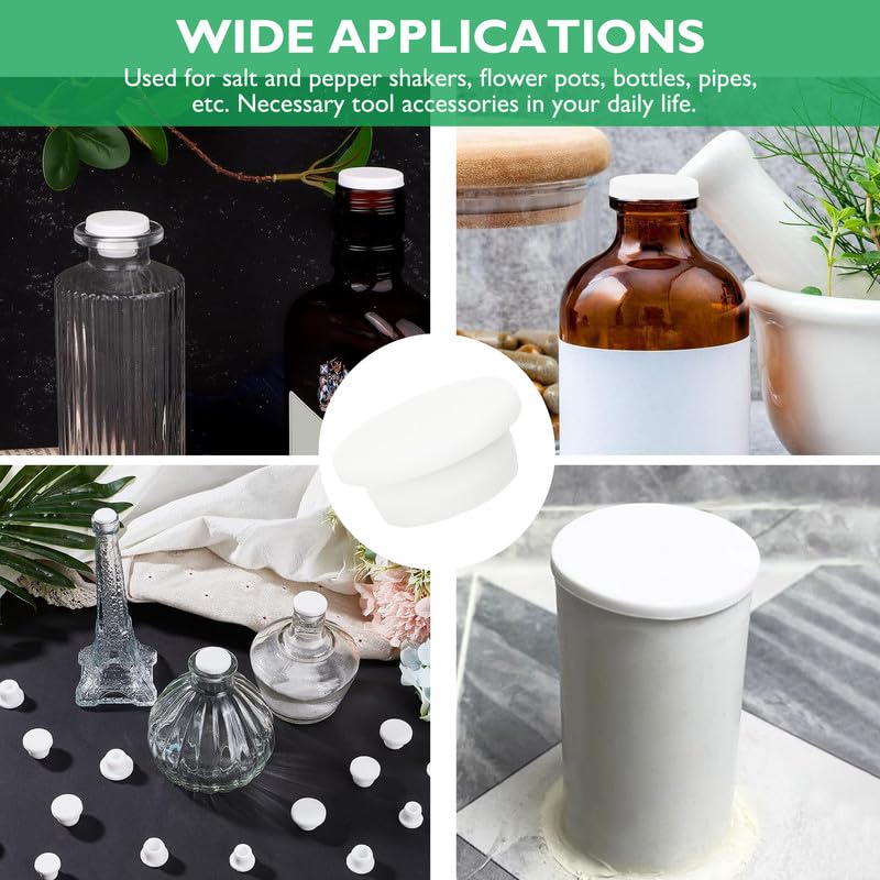 Silicone Plugs 1/8 in T-Shaped Soft Flexible Rubber Stopper Waterproof Seal Button Plug for 3-3.8 mm/0.12-0.15 in Hole, White, 32 Pcs 3-3.8mm(0.12-0.15")