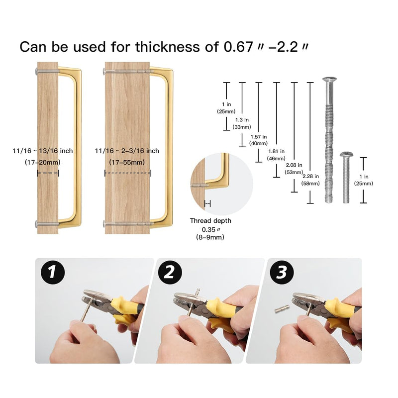 YAGU Modern Cabinet Pulls 10 Pack Bright Gold 7.5 Inch Hole Center Kitchen Drawer Handles Polished Brass Zinc Alloy Furniture Hardware for Cupboard Dresser Closet 7-1/2 in hole centers Shining Golden