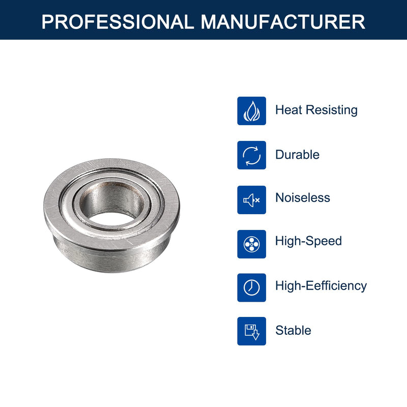 F685ZZ Flanged Ball Bearing, ID 5mm x OD 11mm x Width 5mm Miniature Bearings, Double Metal Shielded Deep Groove Bearings, Pre-Lubricated (GCr15) Chrome Steel 10pcs 10 F685ZZ 5mmx11mmx5mm