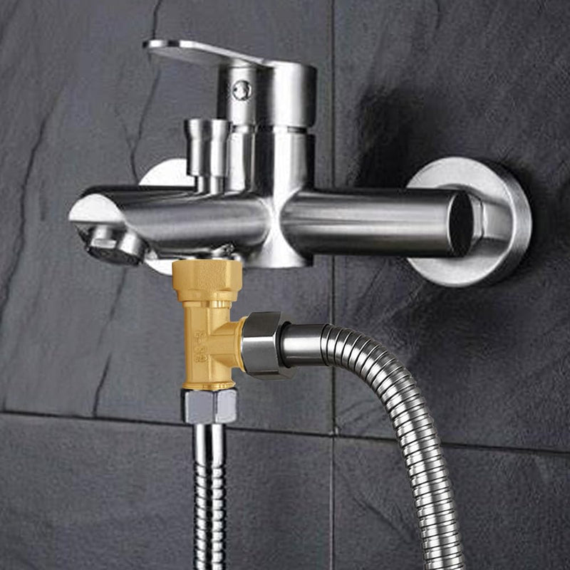 Solid Brass G1/2" 3 Way Diverter Hose Fitting Tee, T Shape Diverter Valve Adapter Connector for Angle Valve Hose, Bath Shower Arm, Toilet Bidet Sprayer Faucet