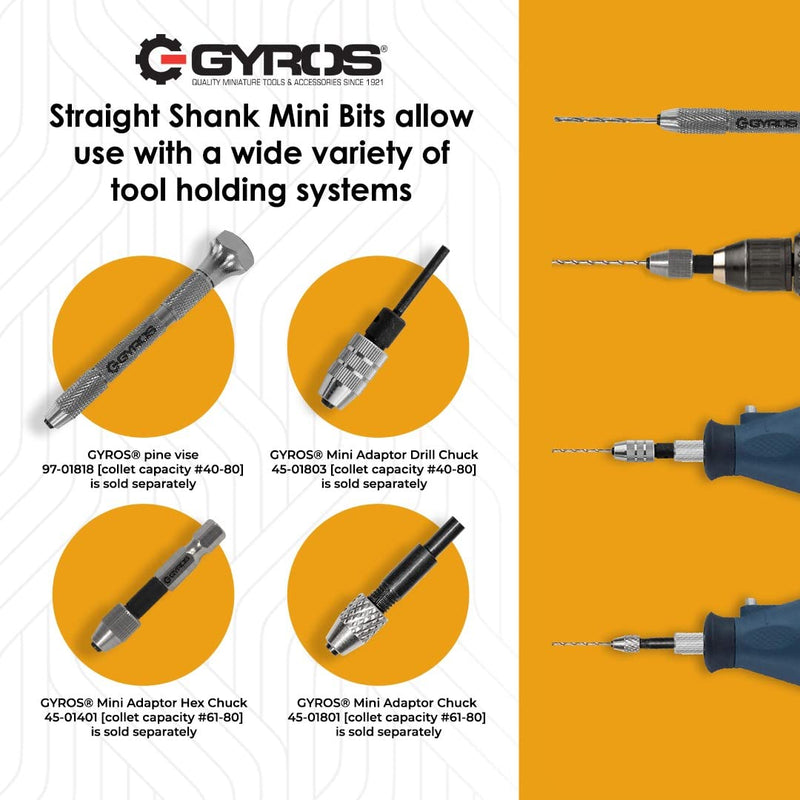 GYROS 12 PCS #54 Micro Drill Bit Set – Small Drill Bits for Jewelry, Plastic, Resin, & Soft Metal – Carbon Steel Wire Gauge Mini Twist Drill Bit Set for Pin Vise Hand Drill & Rotary Tool #54 (.0550”/1.397MM)