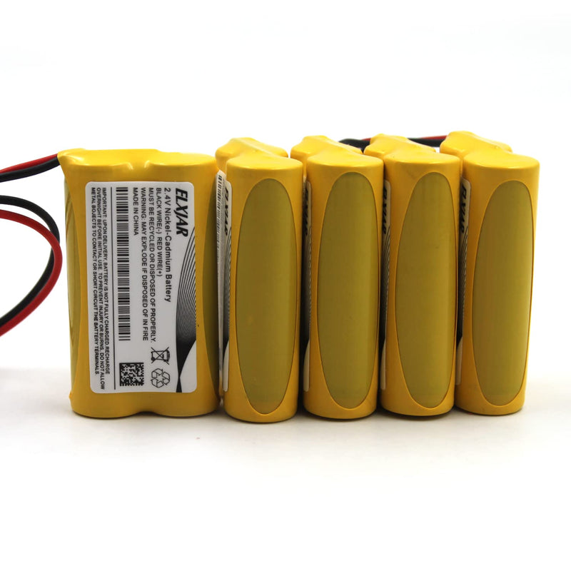 (5-Pack) 2.4V 800mAh Ni-CD Battery Pack Replacement for Dual-Lite 0120822, Dantona Custom-7, LITHONIA ELB-2P41N (CUSTOM-29), ELB-4804N (CUSTOM-241), Custom-276, OSA030 Exit Sign Emergency Light