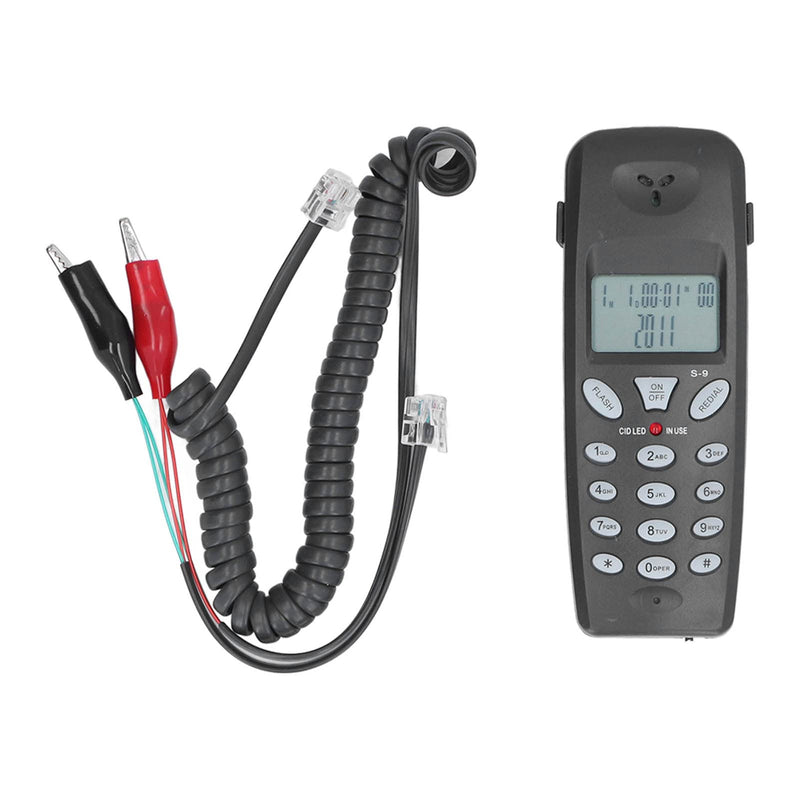 ASHATA Telephone Phone Tester with Connecting Cable, DTMF Caller ID, 16 Bit Display, ID and Times Records, Flash Off 300 600 1000ms, Phone Butt Test Tester Tool