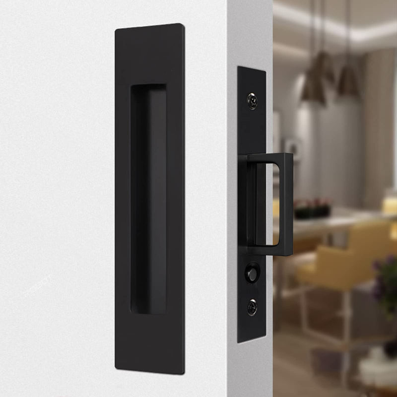 Pocket Door Edge Pull - Sliding Door Pull Handles Hardware,Pockets Hidden On The Side Pop-up Door Handles,Pull Ring is Larger and Easier to Use Black 1 Pack