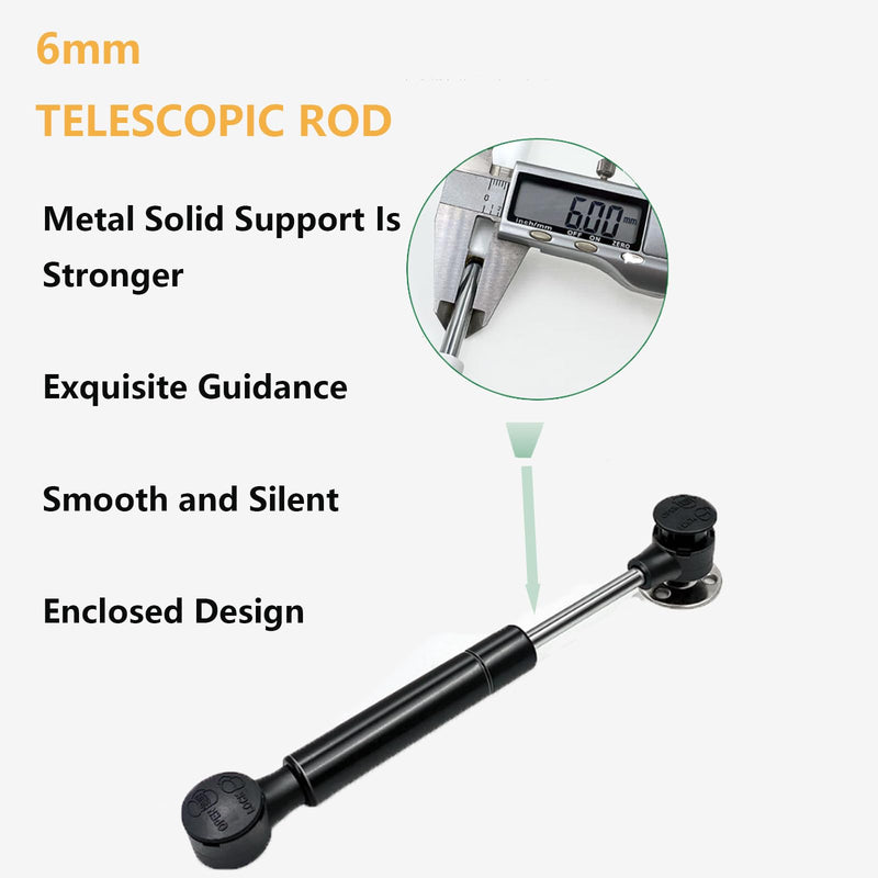 120N Black Cold-Rolled Steel Hydraulic Support Rod, Suitable for Upward-Opening Cabinet Doors — Includes 2 Cabinet Door Hinges (Including 2 Pneumatic Support rods + 2 Hinges)
