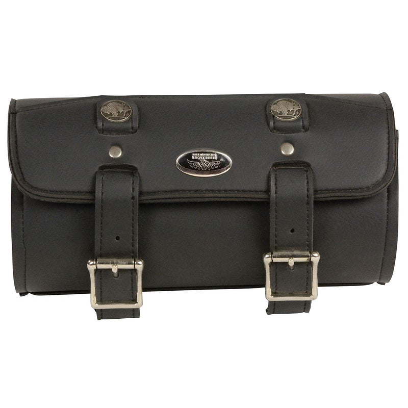Milwaukee Leather MP8520 Black Small PVC Motorcycle Windshield Tool Bag with Buffalo Nickel Snaps - One Size