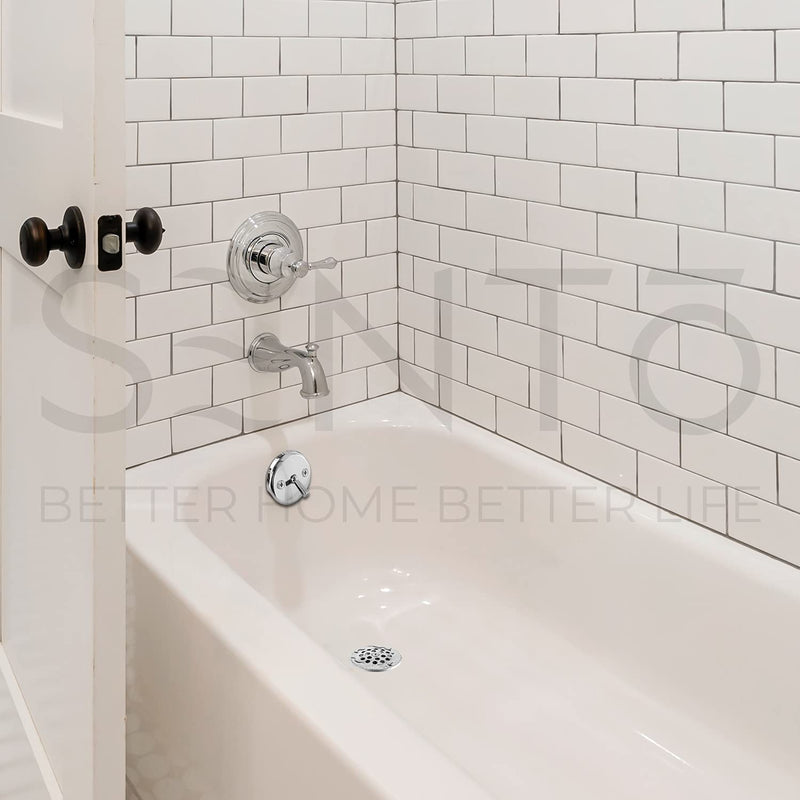 SENTO Chrome Trip Lever Bathtub Drain Assembly Stopper Kit, Fit Both 1-1/2 Inch or 1-5/8 Inch Strainer and Stopper, Heavy Duty Metal with Matching Screws, Easy Installation, Polished Chrome
