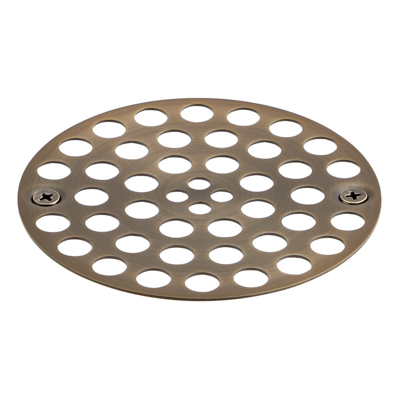 Signature Hardware FundamentALL 4" Round Screw-In Shower Drain Cover Aged Brass