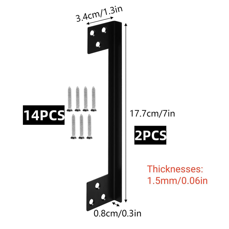 Door Latch Guard Stainless Steels Home Security Door Lock Plate L-Shaped Outswing Door Security Protector Extra Security Home Security Door Latch Cover to Block Access Black (7in-2pcs) 7in-2pcs