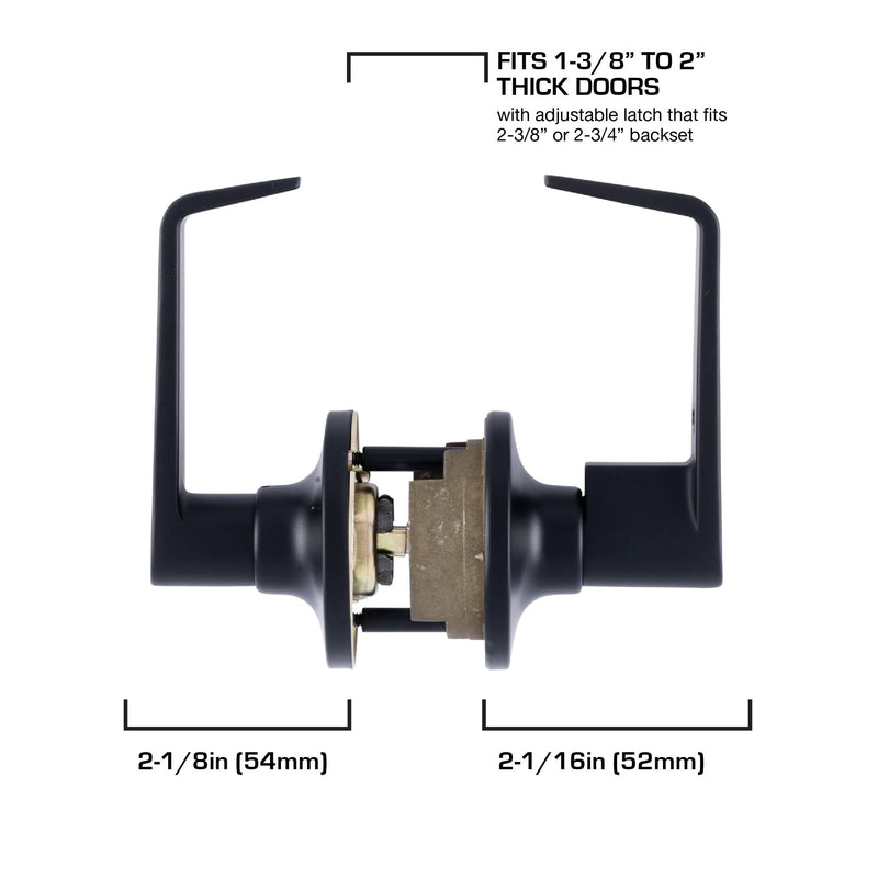 BRINKS Commercial - Light Duty Keyed Door Entry Storeroom Lever, Matte Black Finish - Meets ANSI Grade 2 Standards and is ADA Compliant 1 Pack Keyed Entry Storeroom Lever
