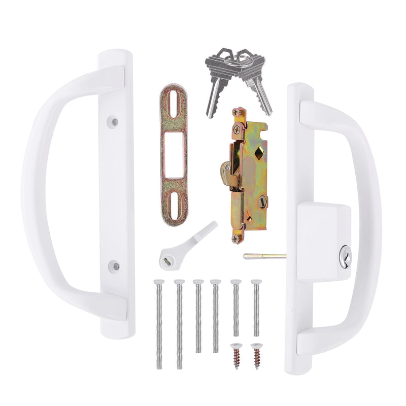 Offset Position Sliding Patio Door Handleset with Mortise Lock - 3-15/16" H.C., 45° Keyway, Fits 1-3/8" to 2" Thick Doors, Non-Handed (Keyed with Latch Lock+Keeper) Keyed With Latch Lock+Keeper