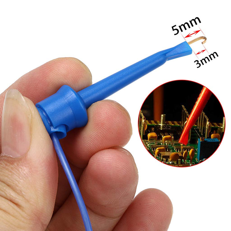 Sumnacon 10 Pcs Multimeter Electrical Test Dual Lead Test Hook Clips - 5 Colors 20 AWG Silicone Flexible Test Cables for Electronic, Component, Testing Connecting
