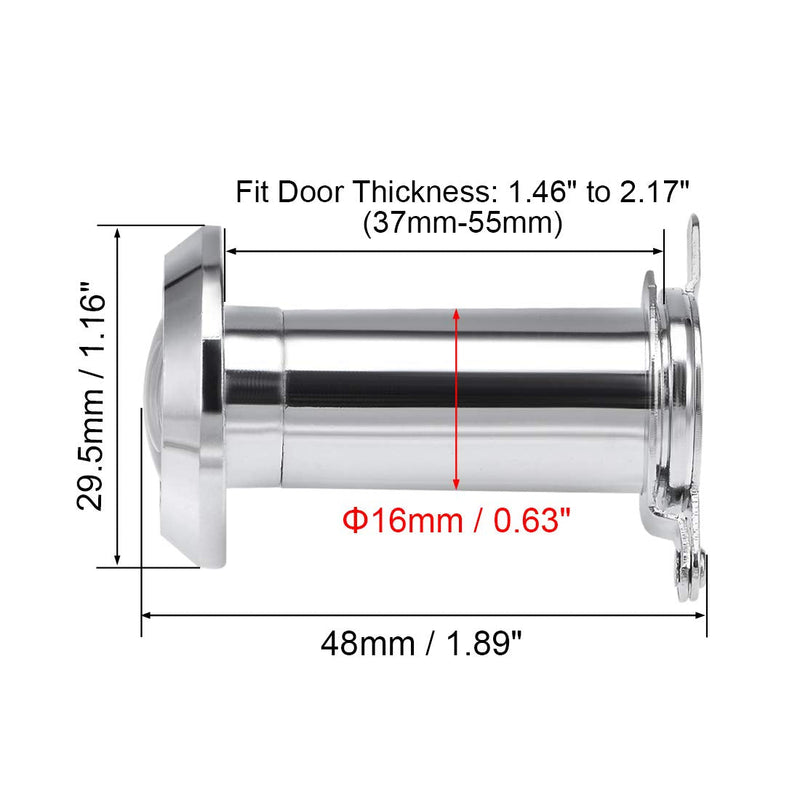 uxcell Door View, Solid Brass 220-degree Door Viewer Peephole with Cover for 1-1/2 to 2-1/4 Inch Thick Doors, Polished Chrome Finish, 3Pcs