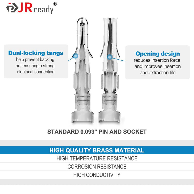 JRready 50 Pairs 2.36mm (Standard.093") Pin and Sockets 14-20 AWG, Compatible with Molex Standard.093"1189 1190 Series Male& Female Crimp Terminals, Adapt Standard.093" Connector Housing, ST6414
