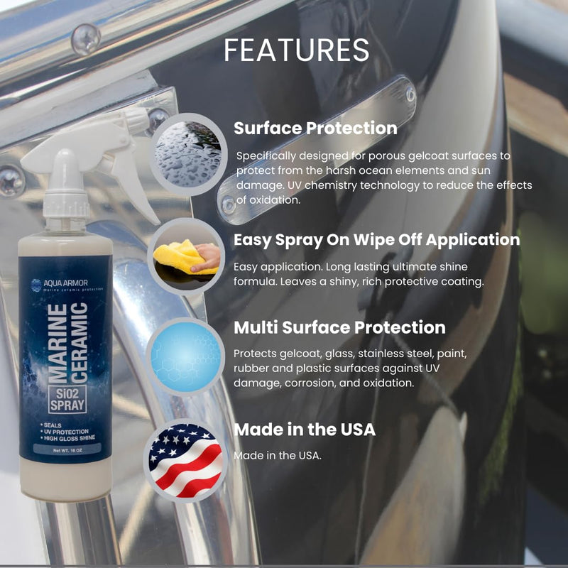 Marine Ceramic Si02 Spray - Protects Marine Surfaces from the Damages of UV, Salt and Other Contaminants.