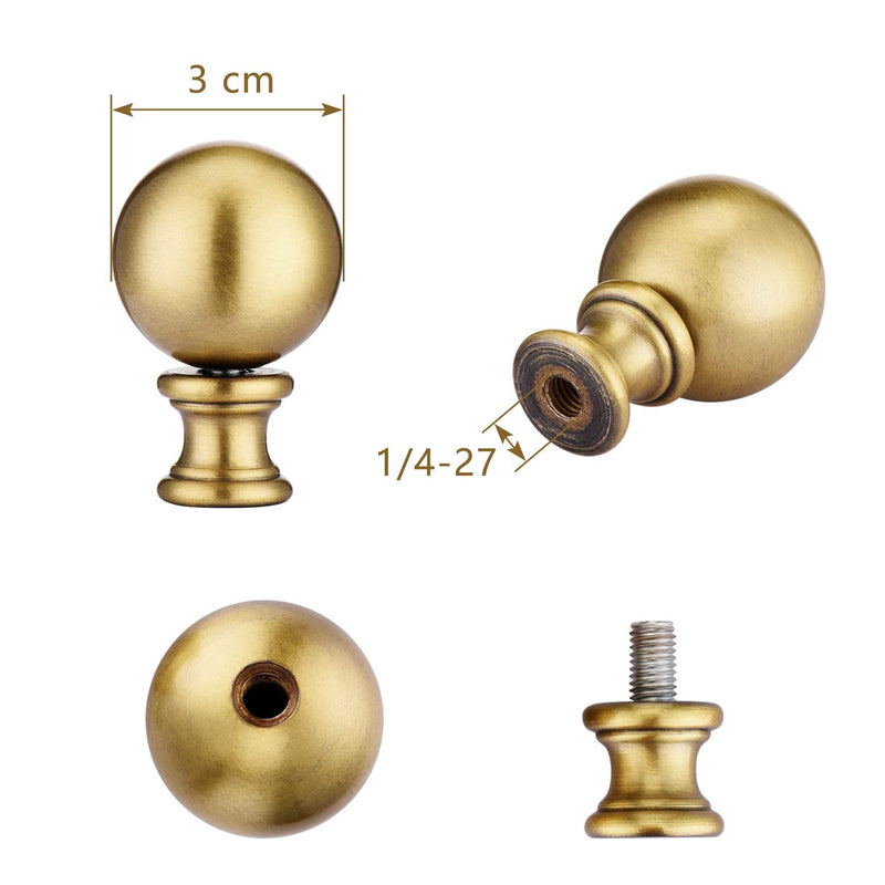 Canomo 10 Inch Antique Lamp Harp Lamp Shade Holder with Light Base and Separable Ball Lamp Finial for Table and Floor Lamps (Antique Brass) Antique brass-1 Pack