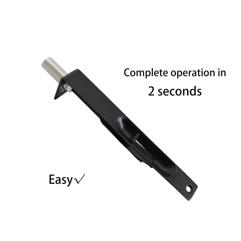TOGU 6" Solid Stainless Steel Lever Action Flush Bolt,Concealed Security Door Lock for Composite Doors,French Doors,Wood Doors,Double Doors,Dummy Doors,Matte Black