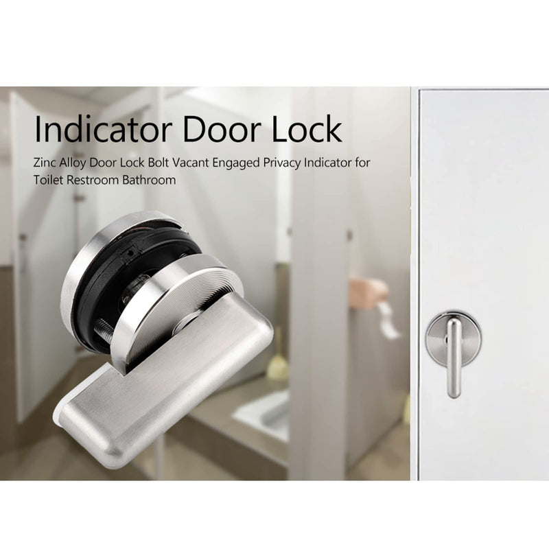 2Pcs Door Lock Indicator, Privacy Indicator Lock Vacant/Engaged Chrome Latch Public Restroom Toilet Privacy Partition Door Lock Latch for Toilet Restroom Bathroom Silver*2