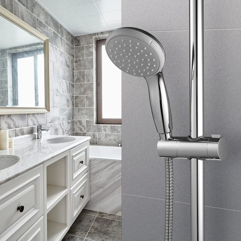 OFFO Shower Head Holder for Slide Bar Adjustable 0.71-1.00 in(18-25mm) O.D, Adjustable Holder for Slide Bar Slider Clamp Bathroom Replacement, 360 Degree Rotation Sprayer Holder, Chrome Plated 0.71-1.00 inches