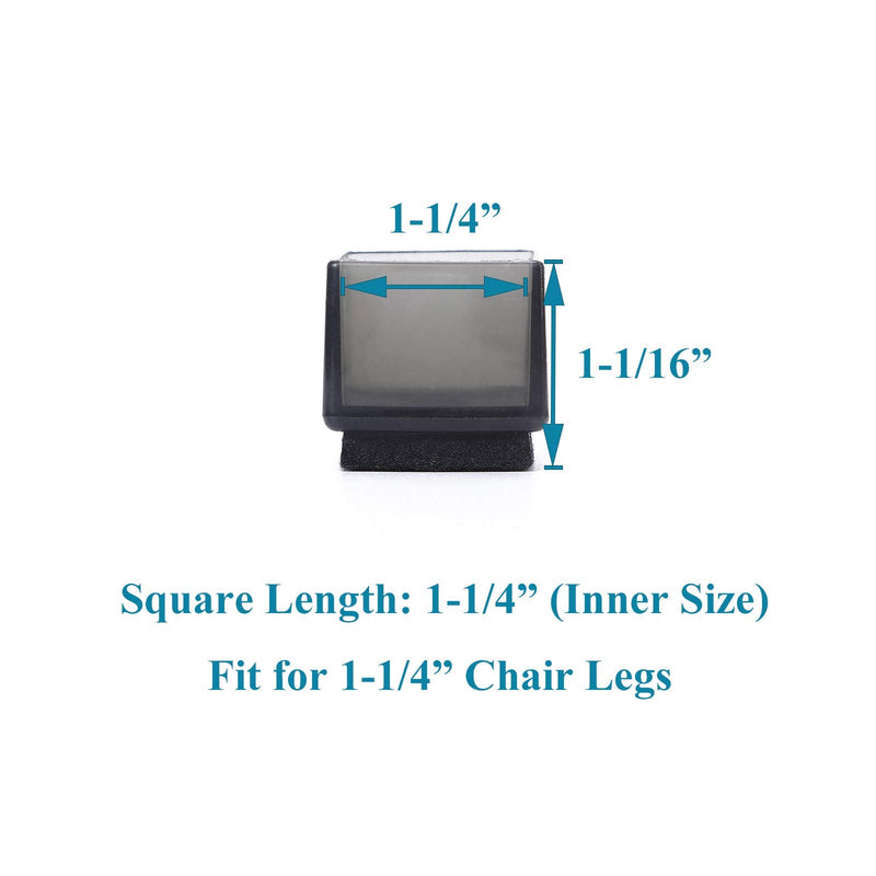 Furnigear Chair Leg Caps Felt Furniture Pads Bottom Chair Leg Floor Protectors Black Square Hardwood Floor Protectors (1 1/4", 20 Pack) 1-1/4" Square-20pack