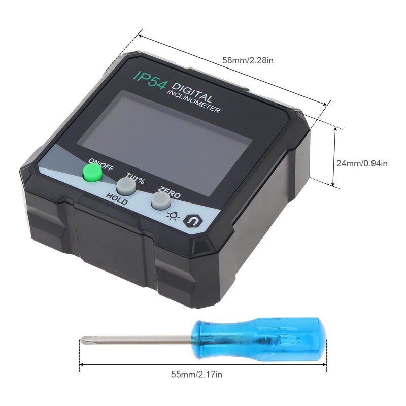 Digital Level Angle Gauge Meter, Magnetic Protractor Inclinometer, Angle Finder Level Box with AAA Battery and screwdriver for Woodworking, Table Saw,Construction with Magnetic Base Small