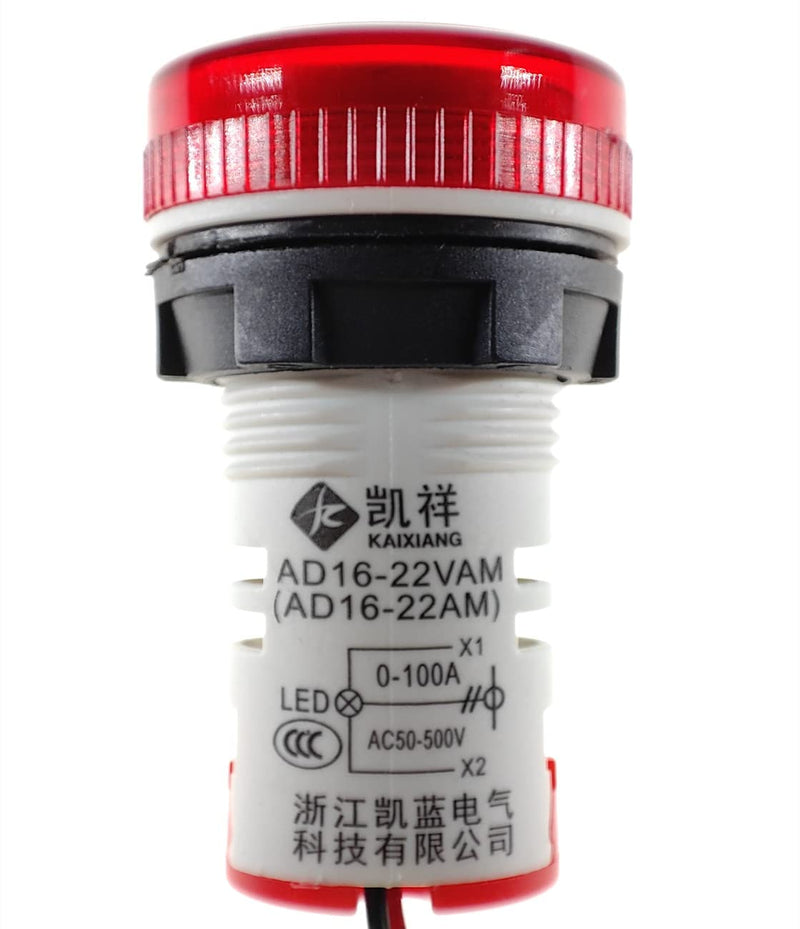3pcs AC Current and Voltage Indicator with Two-Digit Display, 22mm Round Head LED Multi-Function Measuring Instrument Monitor Green red Yellow V . A