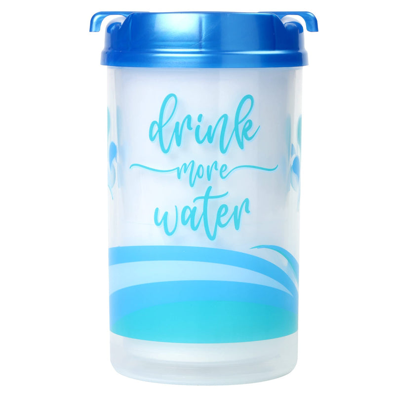 Plum Hill Drink More Water Plastic Tracking Hospital Mug With Measurements, Water Cup with Straw, 32 Oz Hospital Cup with Lid and Straw, Hospital Water Bottle with Straw (Pearl Blue) Pearl Blue