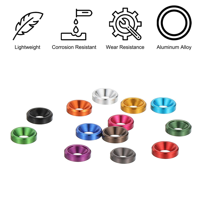 PATIKIL M3 Finishing Countersunk Washers, 10 Pack Head Washers Alloy Aluminum Screw Gaskets for Screw Bolt RC FPV PC Mechanical Accessories Parts, Iron Gray