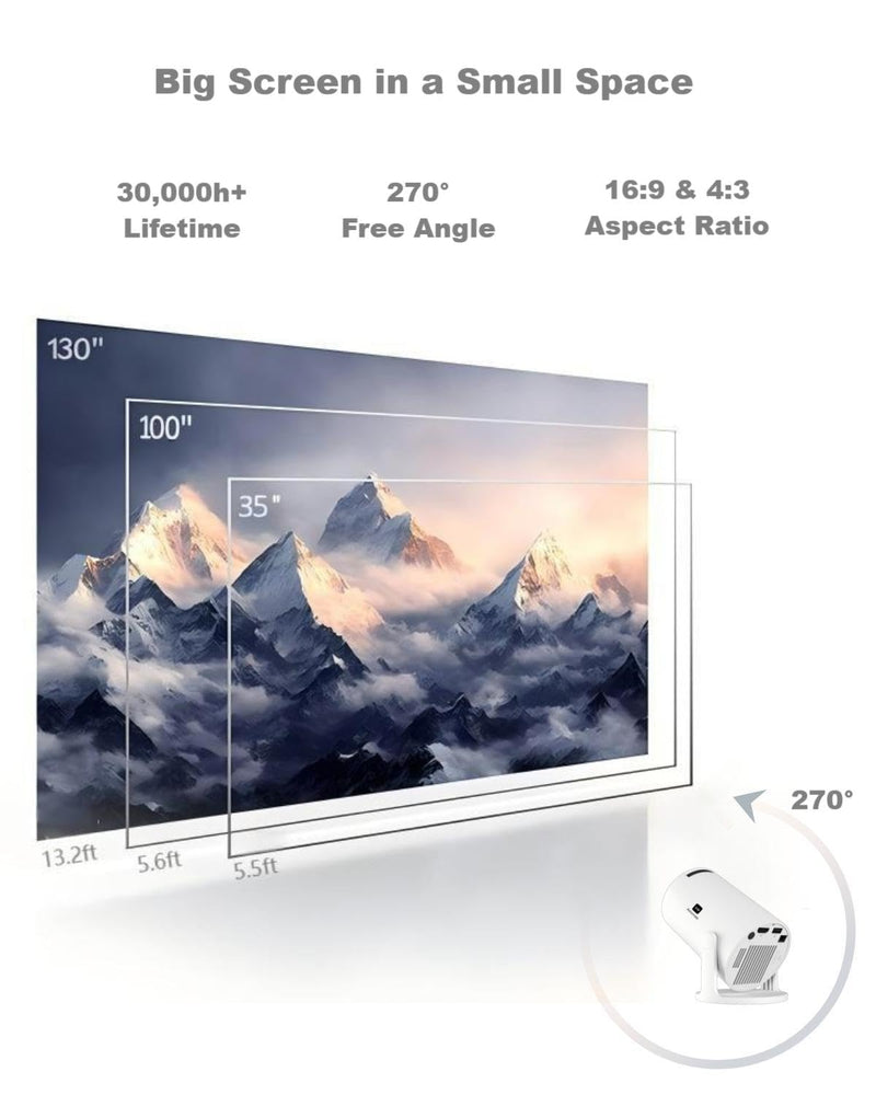 Mini Projector with Wifi and Bluetooth, Small Protable TV Movie Projector for Bedroom,LED Short Throw Phone Projector for iPhone with Full HD 1080P Auto Keystone HY300Pro +