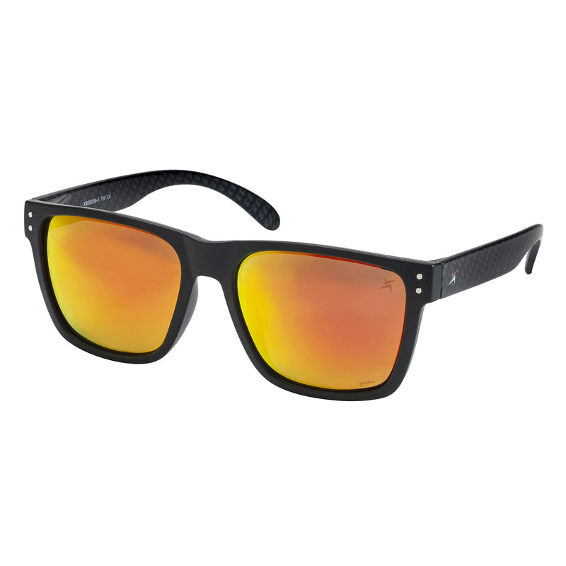 X Power ANSI Z87+ Extra Large Weekenders Safety Sunglasses Impact Resistant Polycarbonate Lens & Frame (Made In Taiwan) 011 Black & Carbon Fiber Frame / Red Mirror Lens