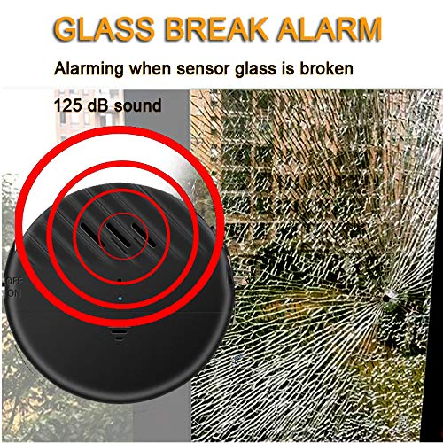 EverNary Window Vibration Alarm,5Pack-125dB Loud Ultra-Slim Anti-Theft Alarm for Door and Window Glass Break Sensor Alert with Adjustable Sensitivity (5, Black)