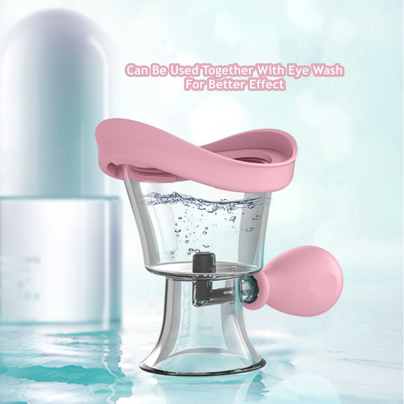 Eye Wash Cup Portable Eye Cleaner Kit Silicone Manual Air Pressure Eye Flush Rinse Cups with Storage Container Eye Washer Bath Kit Cleaning Makeup Dust Irritants Soothing Eyes(Light Pink) Light Pink
