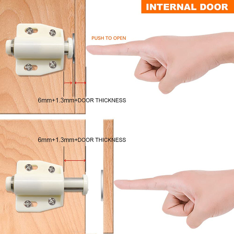 12Pack Magnetic Touch Push to Open Door Latch for Heavy Duty Door Push Release Latch Kitchen Drawer Push Catch Pop Out Latch Kitchen Closet Door Closing (White) White