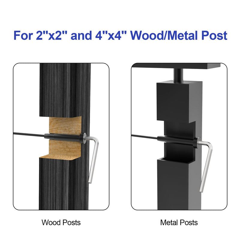 CKE 20 Pairs Black Invisible Cable Railing Kit, Black T316 Stainless Steel 3/16" Invisible Receiver, Swage Stud End for 2"x2", 4"x4" Wood/Metal Post, Invisible Cable Railing Hardware Tensioner BCR31