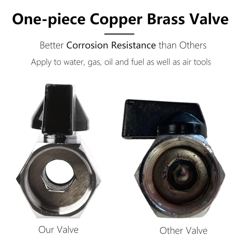 Shower Head Shut Off Valve Brass with Chrome Plating 1/2" NPT Male to Female Thread Water Flow Control Valve 1/2 Inch
