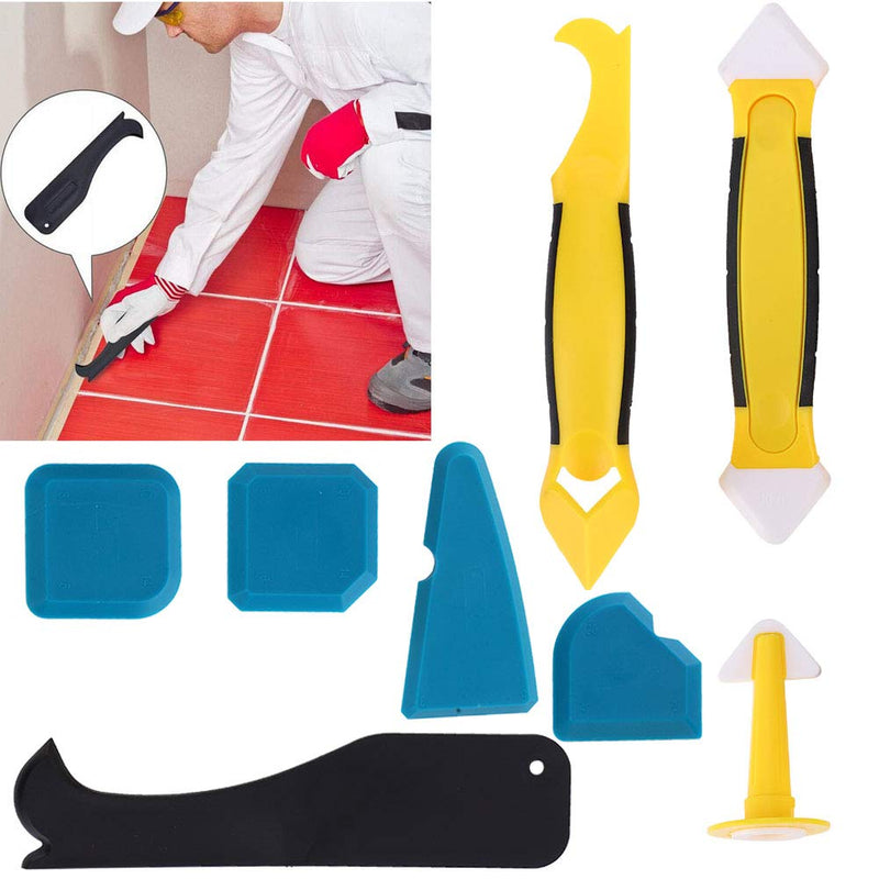 Walfront 8Pcs Silicone Sealant Scraper Plastic Spatula Silicone Sealant Remover Hand Operated Tool Scraper Joint Silicone Grout Remover Plastic Scraper, Scraper for Industrial Hardware Accessory