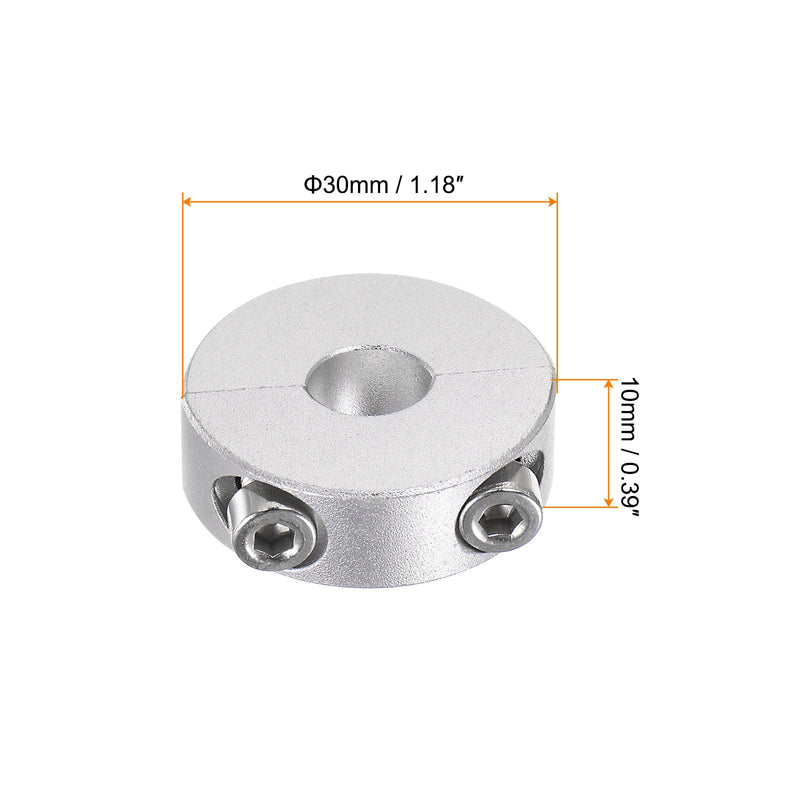 HARFINGTON 4pcs Double Split Shaft Collar for 10mm Shaft Set Screw Clamp-On Collars, 30mm OD, 10mm Width, for Stoppers, Position, Hold Timing Pulleys, Machine Tools, Industry, Anodization 10mm Bore