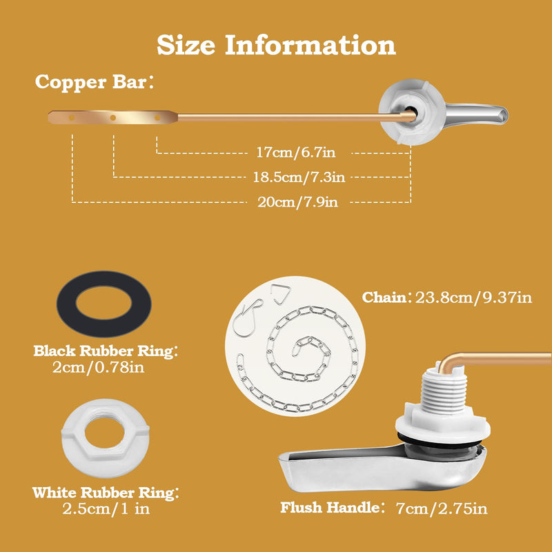 Universal Toilet Flush Handle, Front Mount Bowl Flusher Replacement Kit with Chain, Handle Lever Tank Kit Suitable for American Standard/Mansfield Toilet,etc, Easy to Install(1Pcs) 1 Piece