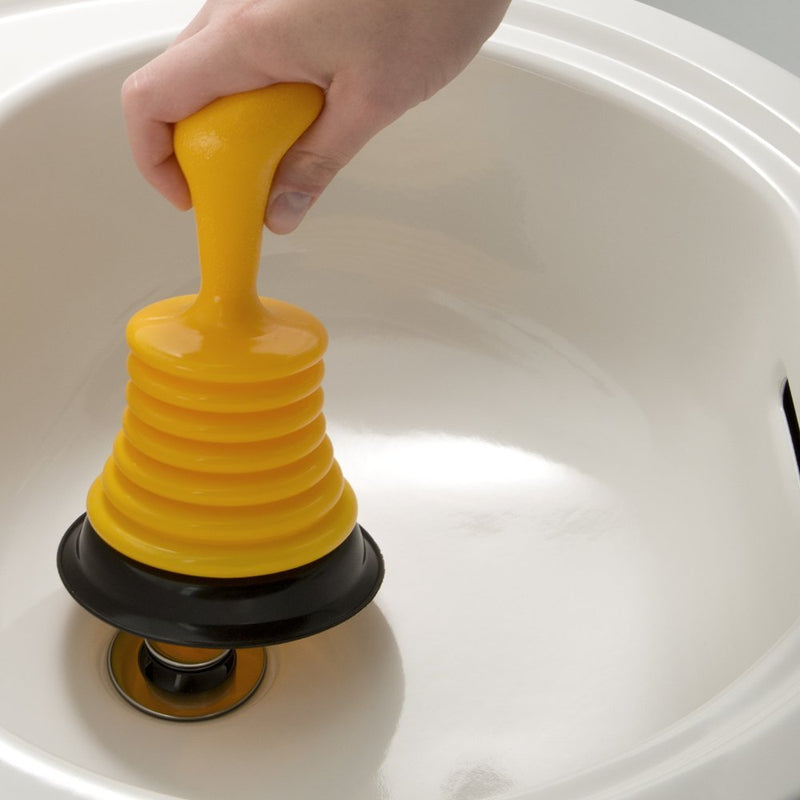 PlumbCraft 7504400 Powerful Home Sink Works on Showers, Tubs Types, Clear Drains Fast with Minimal Effort, Small - 7.5", Yellow Mini Plunger