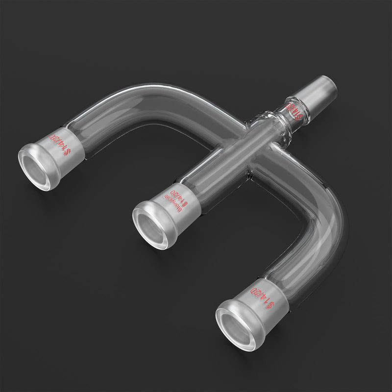 stonylab 4 Way Claisen Adapter, Distillation Borosilicate Glass Adapter with 14/20 Joints Connecting Adapter Lab Glassware 14/20 Joint
