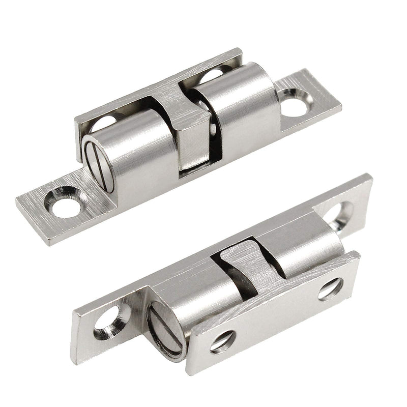 12Pcs 2"/ 50mm Double Ball Tension Roller Catch Latch, Solid Brass Hardware Fitting with Screws for Cabinet, Closet & Furniture Door, Chromium Plated 2"/ 50mm, 12 Pcs Silver